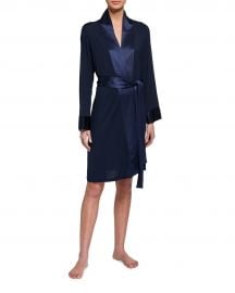 Josie Natori Essentials Jersey Robe w Satin Trim at Neiman Marcus