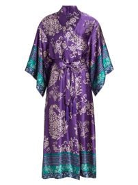 Josie Natori Ysobel Printed Silk Robe at Saks Fifth Avenue