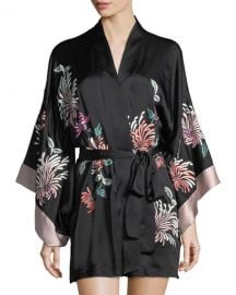 Josie NatoriChrysanthemum Embroidered Silk Robe at Neiman Marcus