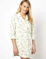 Joules bird print night shirt at Asos