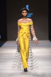 Jovana Louis Yellow Striped Coat at Jovana Louis