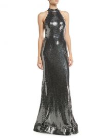 Jovani Allover Sequin Halter Dress at Neiman Marcus