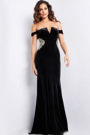 Jovani Dress 36733 Black embellished sides long dress 36733 at Jovani