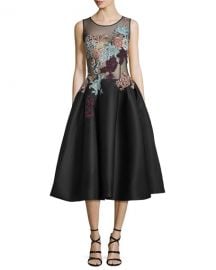 Jovani Sleeveless Embroidered Fit  amp  Flare Dress at Neiman Marcus