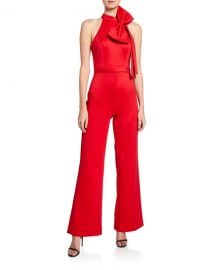 JovaniHalter Jumpsuit with Bow Detail at Neiman Marcus