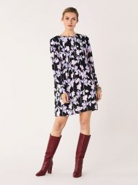 Joyce Silk Crepe De Chine Mini Dress at DvF