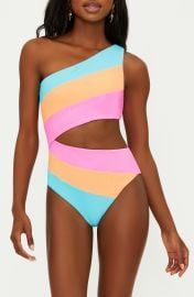 Joyce Stripe Cutout One-Shoulder One-Piece Swimsuit at Nordstrom