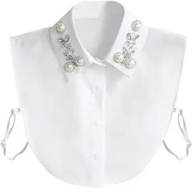 Joyci Diamond Pearl False Collar Peterpan Fake Collar Half Shirt Dickey White at Womens Clothing store at Amazon