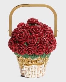 Judith Leiber Couture Basket of Roses crystal embellished gold tone clutch at Neiman Marcus