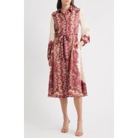 Julia Jordan Placed Print Long Sleeve Shirtdress at Nordstrom