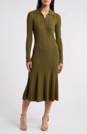 Julia Jordan Variegated Rib Long Sleeve Midi Sweater Dress at Nordstrom