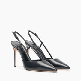 Julia Leather Slingbacks in Black for Women Casadei at Casadei
