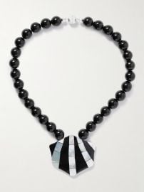 Julietta Maris silver tone onyx resin and shell necklace at Net a Porter
