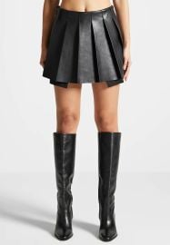 Juliette - Leather Pleated Skort - Black Manire De Voir USA at Manière De Voir