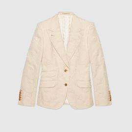 Jumbo GG jacket in ivory US at Gucci