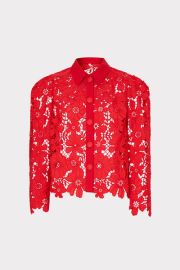 June Roja Lace Top in Red MILLY at Milly