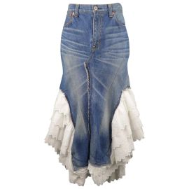 Junya Watanabe Washed Denim Ruffle Mermaid Skirt at 1stdibs