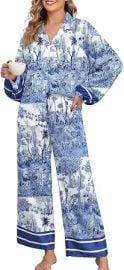 Jusfitsu Women's Silk Satin Pajama Sets 2 Piece Oversized Long Sleeve Pjs at Amazon