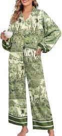 Jusfitsu Women's Silk Satin Pajama Sets 2 Piece Oversized Long Sleeve Pjs at Amazon