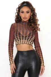 Just An Illusion Mesh Top - Brown Combo   Knit Tops at Fashion Nova