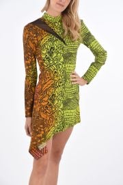 Just Cavalli snake-print mini asymmetric dress with mesh detail damen - Glamood Outlet at Glamood