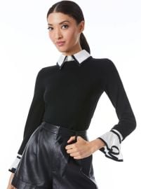 Justina Combination Sweater In Black Combo Alice And Olivia at Alice + Olivia