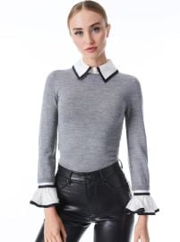 Justina Combination Sweater In Med Heather Grey Alice And Olivia at Alice + Olivia