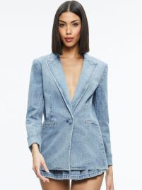 Justine Rolled Cuff Blazer In Georgia Vintage Blue Alice And Olivia at Alice + Olivia