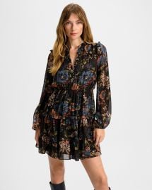 Justine Silk Mini Dress in Black Floral Multi at Veronica Beard