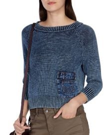 KAREN MILLEN Denim Inset Knit Sweater at Bloomingdales