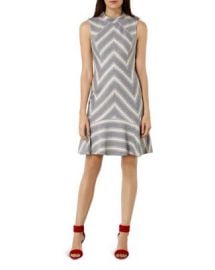 KAREN MILLEN Fit and Flare Zigzag Tweed Dress at Bloomingdales