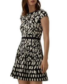 KAREN MILLEN Leopard Jacquard Fit-and-Flare Dress Women - Bloomingdale s at Bloomingdales