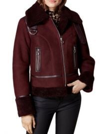 KAREN MILLEN Shearling Aviator Jacket Women - Bloomingdale s at Bloomingdales