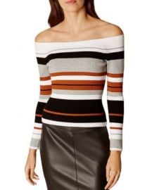 KAREN MILLEN Striped Off-the-Shoulder Top at Bloomingdales