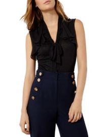 KAREN MILLEN Tie Neck Draped Top at Bloomingdales