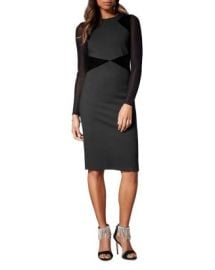 KAREN MILLEN Velvet-Panel Sheath Dress   Bloomingdales at Bloomingdales