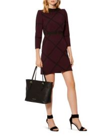 KAREN MILLEN Windowpane Check-Pattern Mini Dress Bloomingdales at Bloomingdales