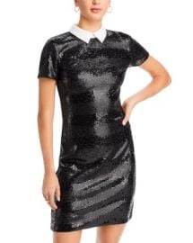 KARL LAGERFELD PARIS Contrast Collar Sequin Dress Bloomingdales at Bloomingdales