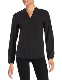 KARL LAGERFELD PARIS Crepe Button-Front Shirt at Lord & Taylor