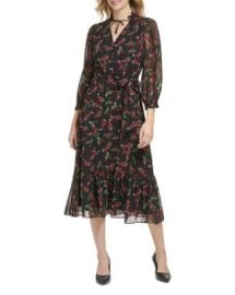 KARL LAGERFELD PARIS Floral Chiffon Midi Dress Bloomingdales at Bloomingdales