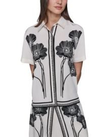 KARL LAGERFELD PARIS Floral Short Sleeve Shirt Bloomingdales at Bloomingdales