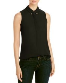 KARL LAGERFELD PARIS Imitation Pearl Button Sleeveless Top Bloomingdales at Bloomingdales