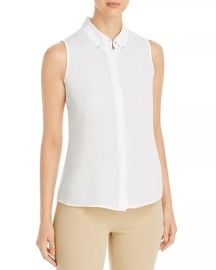 KARL LAGERFELD PARIS Imitation Pearl Button Sleeveless Top   Bloomingdales at Bloomingdales