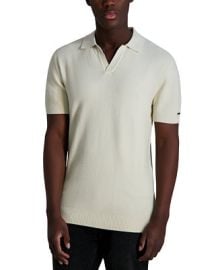 KARL LAGERFELD PARIS Men39s Short Sleeve Textured Open Collar Polo Shirt - Macy39s at Macys