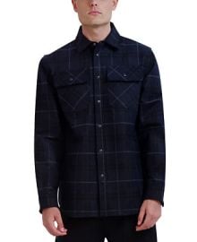 KARL LAGERFELD PARIS Mens Windowpane Plaid Shirt Jacket - Macys at Macys