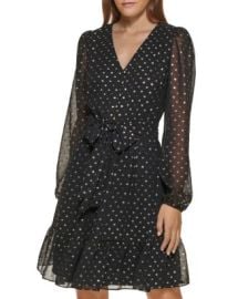 KARL LAGERFELD PARIS Metallic Dot Chiffon Dress   Bloomingdales at Bloomingdales