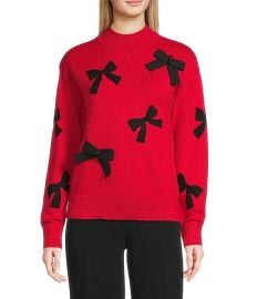 KARL LAGERFELD PARIS Mock Neck Long Sleeve Bow Sweater Dillardx27s at Dillards