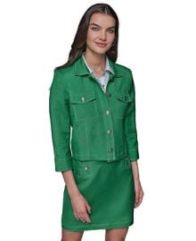 KARL LAGERFELD PARIS Petite Linen-Blend Jacket - Macys at Macys