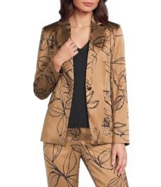 KARL LAGERFELD PARIS Satin Print Notch Lapel Long Sleeve Coordinating Jacket at Dillards
