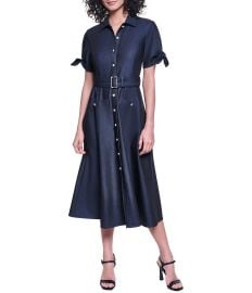 KARL LAGERFELD PARIS Short Sleeve Denim Midi Shirt Dress at Dillards